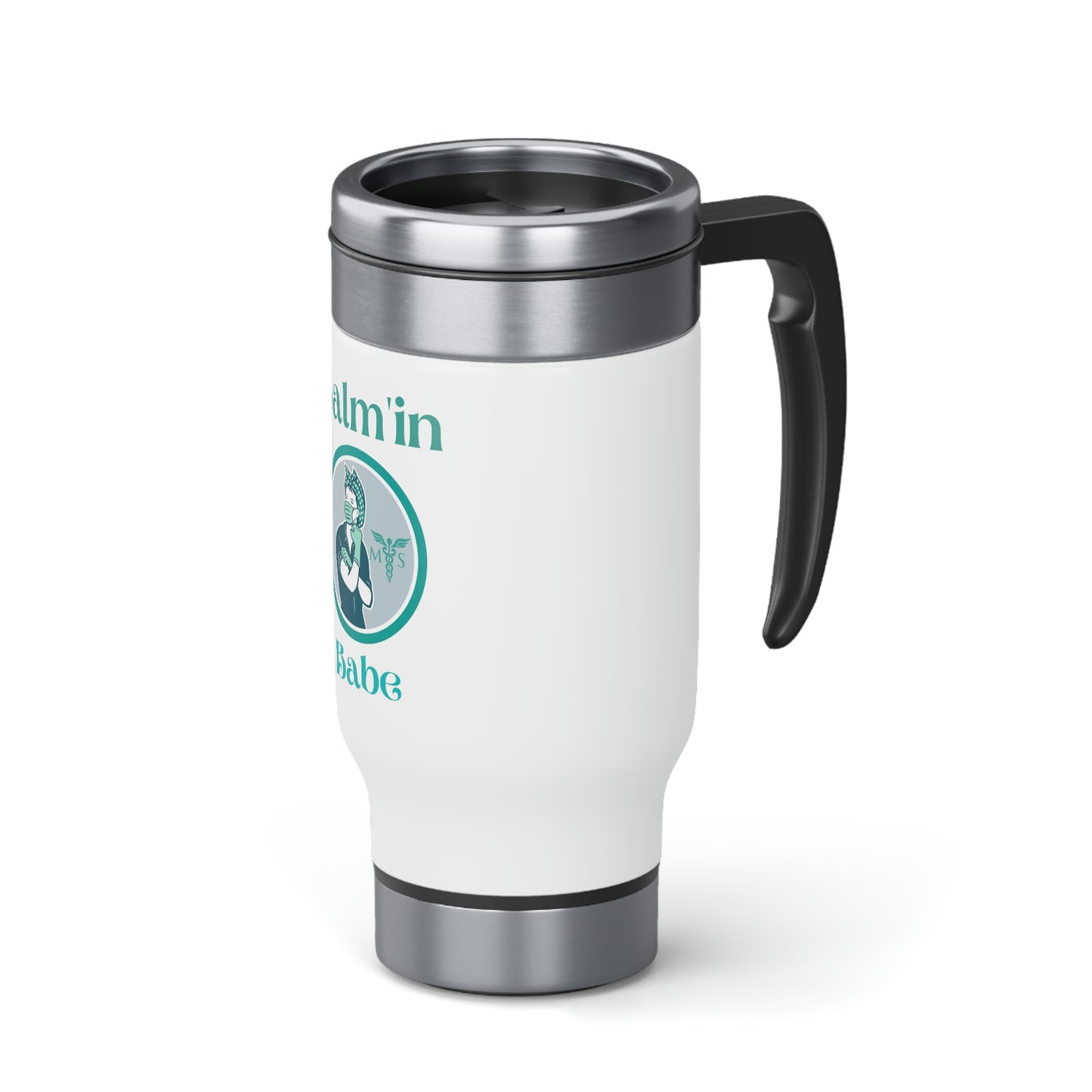 Balm'in BABE  Stainless Steel Travel Mug with Handle, 14oz